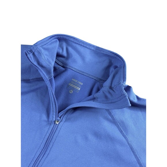 Nike Pro Sweatshirt  Running Yoga Pullover 1/2 Zip Mock Neck Blue XL Activewear - Picture 2 of 11